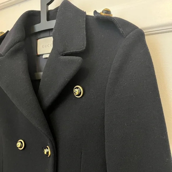 Gucci Dark Navy BlueWool Coat with Back strap - Picture 3 of 14